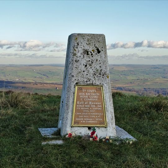 Home Guard War Memorial Affixed To Triangulation Pillar At Merryton Low