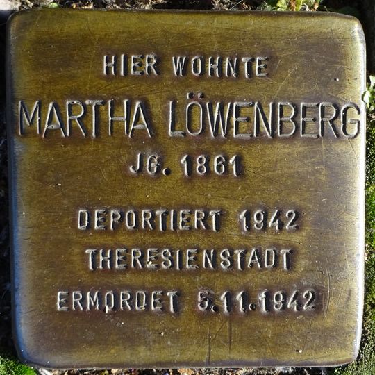Stolperstein dedicated to Martha Löwenberg