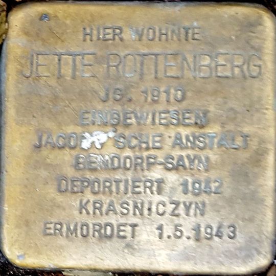 Stolperstein dedicated to Jette Rottenberg