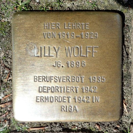 Stolperstein dedicated to Lilly Wolff