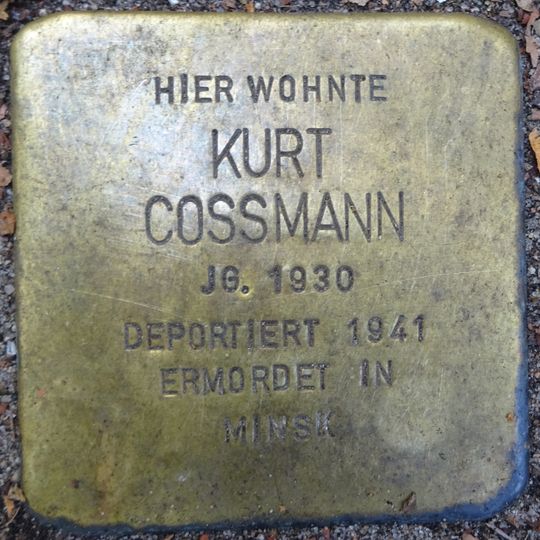 Stolperstein dedicated to Kurt Cossmann