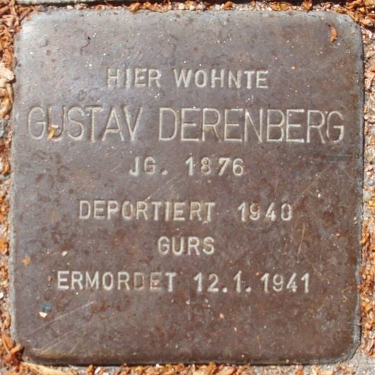 Stolperstein dedicated to Gustav Derenberg