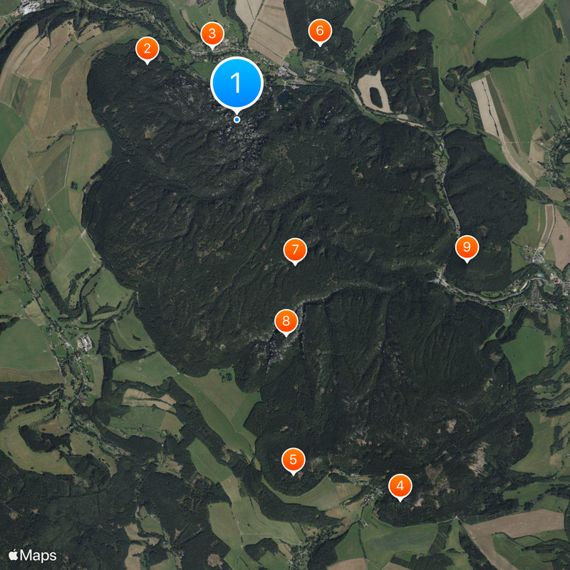 Adršpach-Teplice Rocks Map