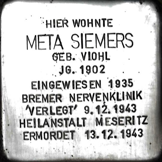 Stolperstein für Meta Siemers