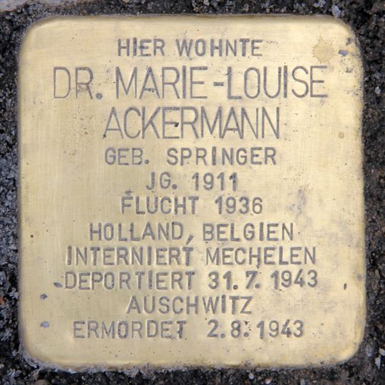Stolperstein dedicated to Dr. Marie-Louise Ackermann