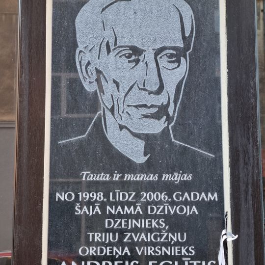 Commemorative plaque to Andrejs Eglītis