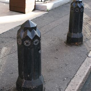 Pair Of Bollards Outside Tower House