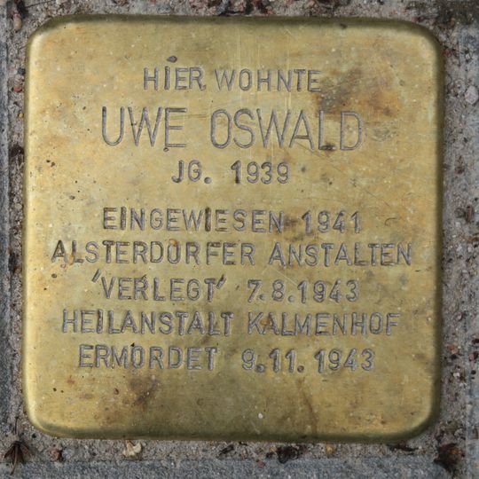 Stolperstein en memoria de Uwe Oswald