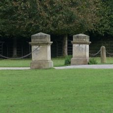 Two small piers at south of garden forecourt