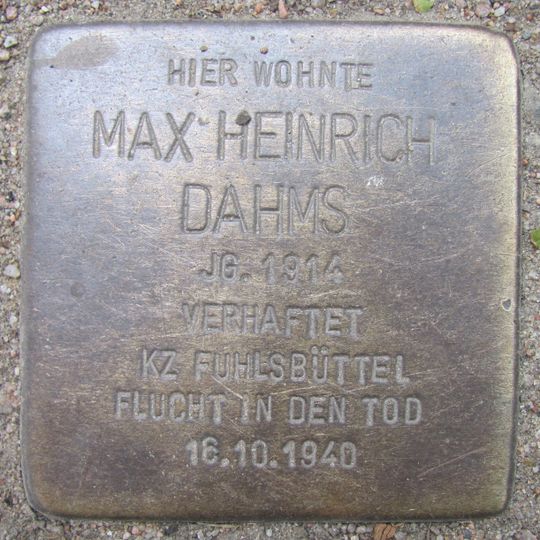 Stolperstein en memoria de Max Heinrich Dahms