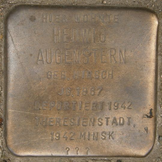 Stolperstein dedicated to Hedwig Augenstern
