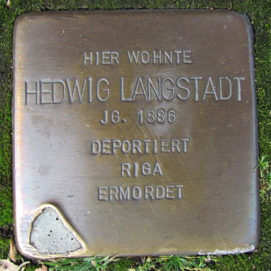 Stolperstein dedicated to Hedwig Langstadt