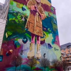 Muralmålning Flicka med paraply