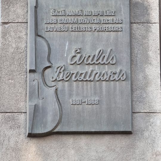 Commemorative plaque to Evalds Berzinskis