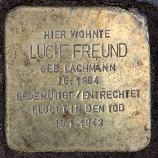 Stolperstein dedicated to Lucie Freund