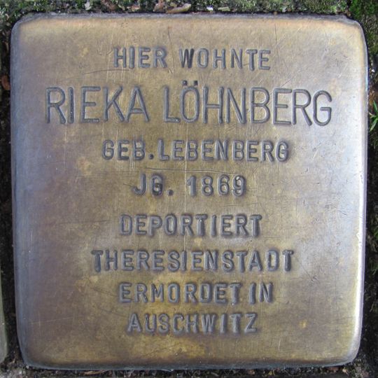 Stolperstein dedicated to Rieka Löhnberg
