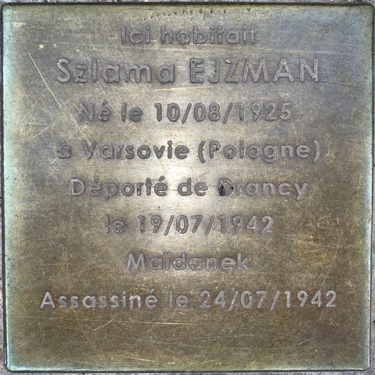 Stolperstein en memoria de Szlama Ejzman