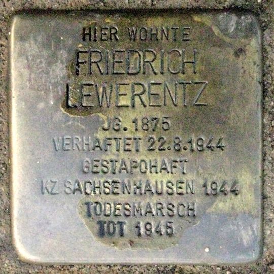 Stolperstein en memoria de Fritz Lewerentz