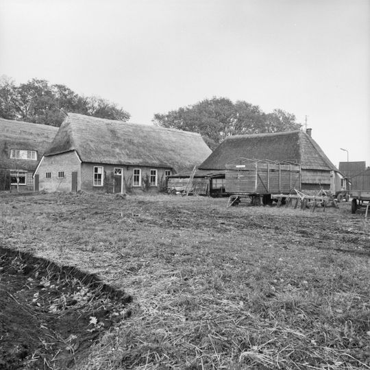 Boerderij met achterbaander met overstekend rieten dakschild