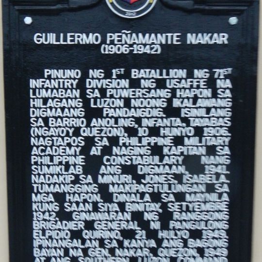 Guillermo Peñamante Nakar historical marker