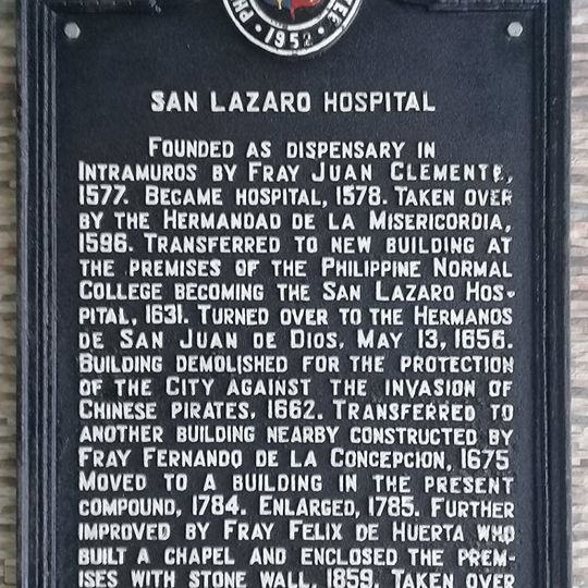 San Lazaro Hospital historical marker