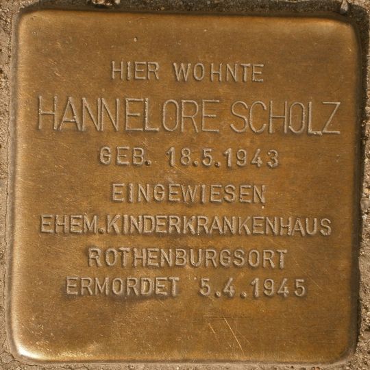 Stolperstein dedicated to Hannelore Scholz