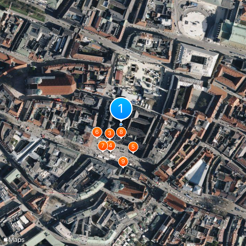 Nouvel hôtel de ville de Munich Carte