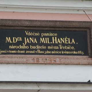 Pamětní deska Jana Miloslava Haněla v Třebíči