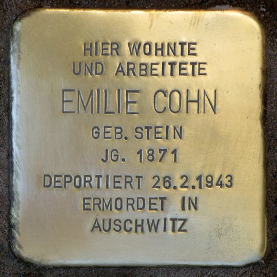 Stolperstein en memoria de Emilie Cohn