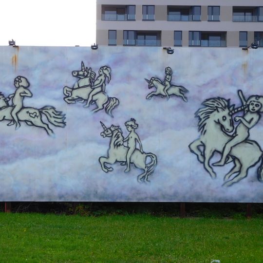 Mural in front of Pragovka Gallery