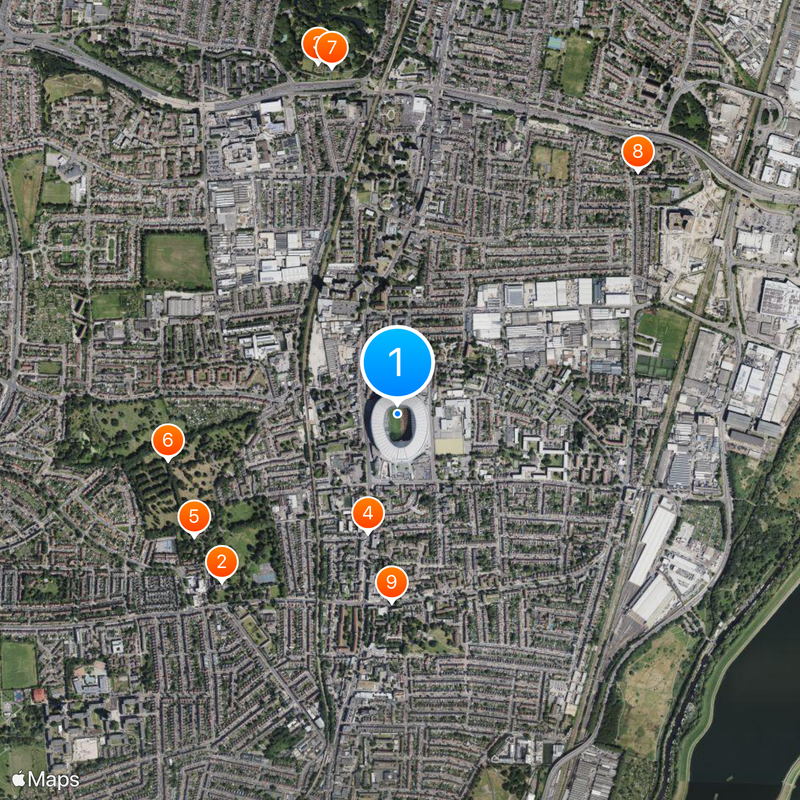 Nuevo Estadio de Tottenham Hotspur Mapa