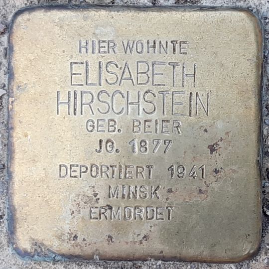 Stolperstein à la mémoire d’Elisabeth Hirschstein