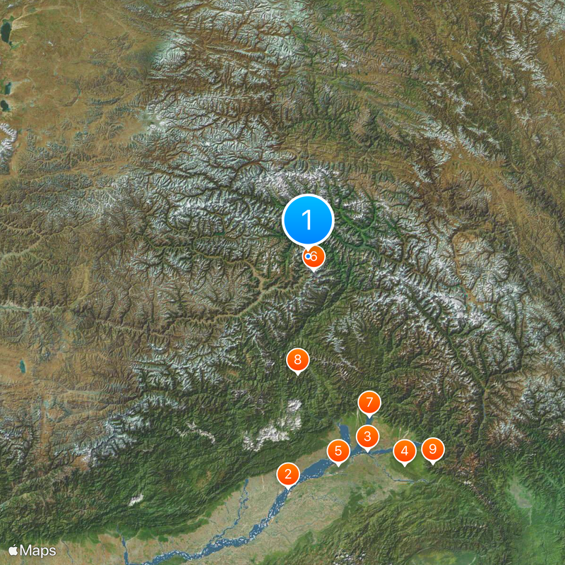 Canyon du Yarlung Tsangpo Carte