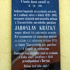 Pamětní deska Jaroslava Krátkého