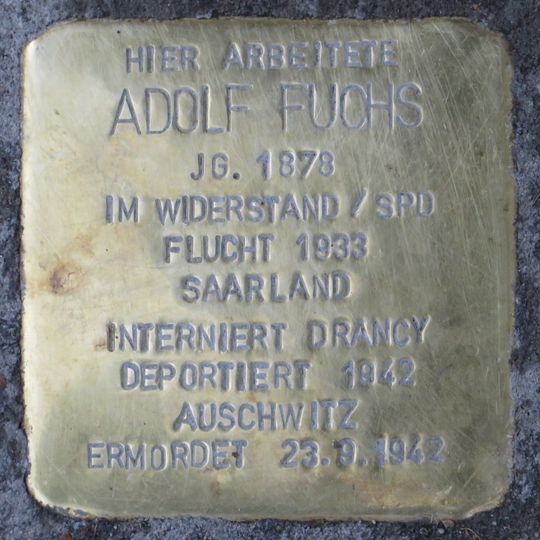 Stolperstein für Adolf Fuchs