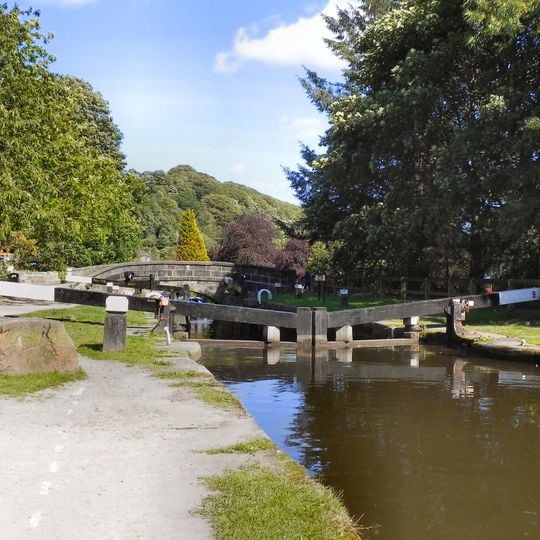 Rochdale Canal Lock Number 9 And Attached Footbridge