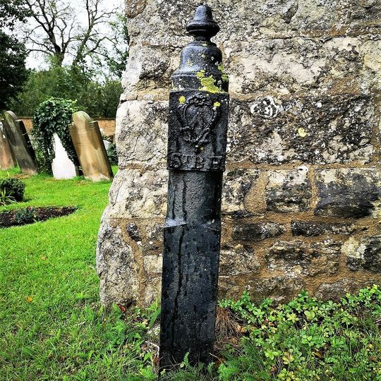 Boundary Marker Post Adjacent To North Side Of West Door, West Tower, Church Of St Mary The Virgin