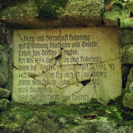 Gedenktafel auf dem Burgstall Hohenegg