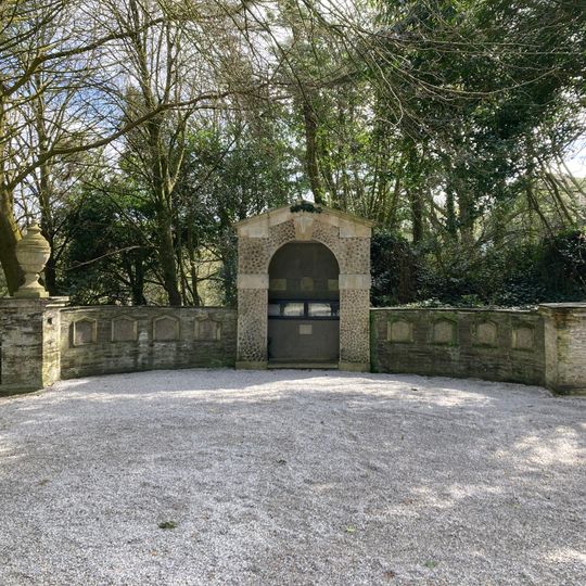 South terrace with grotto niche to south of Prideaux Place