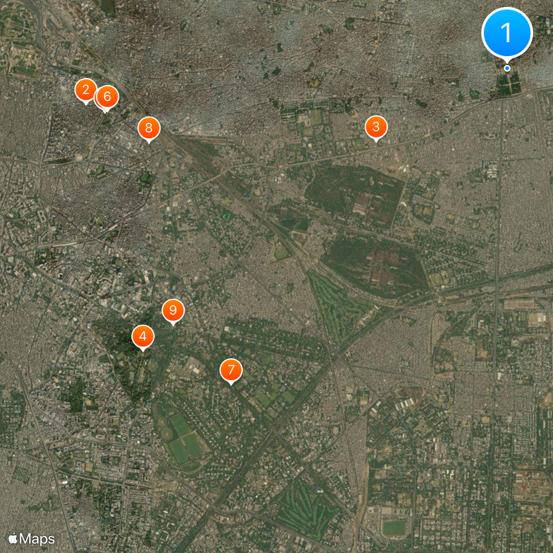 Shalimar-Gärten in Lahore Karte