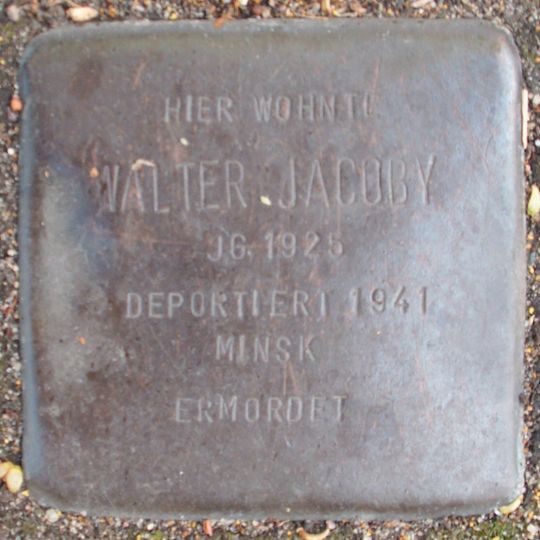 Stolperstein dedicated to Walter Jacoby