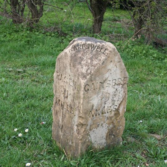 Milestone, Hemswell airfield, E of main entrance, by jct with Gibraltar Road, Harpswell