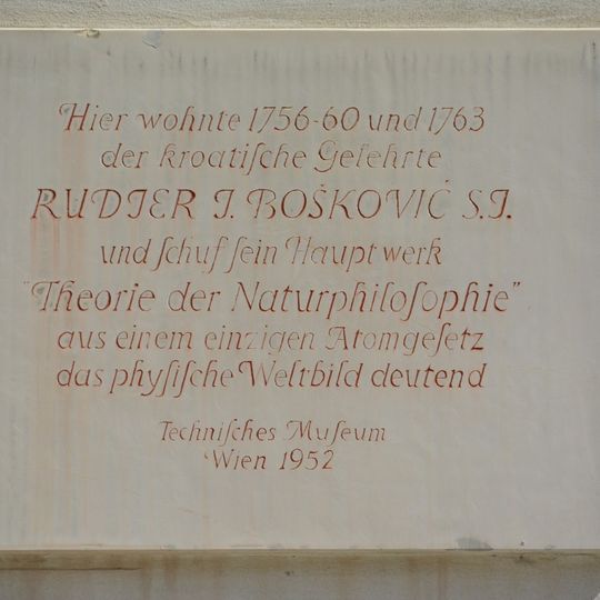 Plaque for Rugjer Josip Bošković