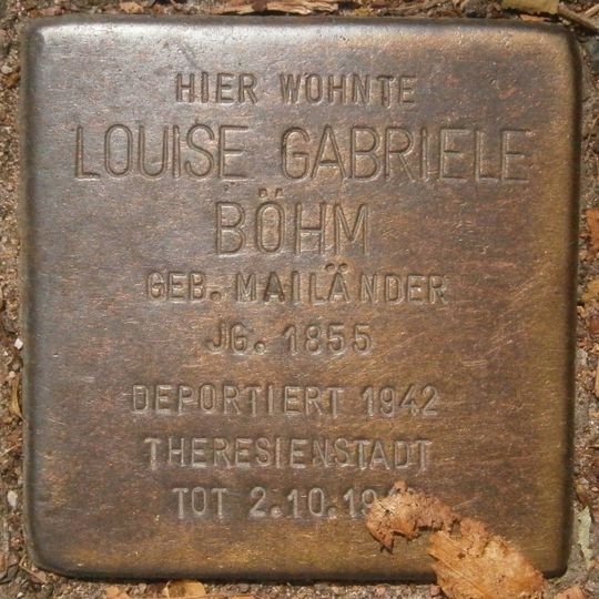 Stolperstein dedicated to Louise Gabriele Böhm