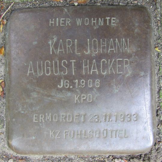 Stolperstein voor Karl Johann August Hacker