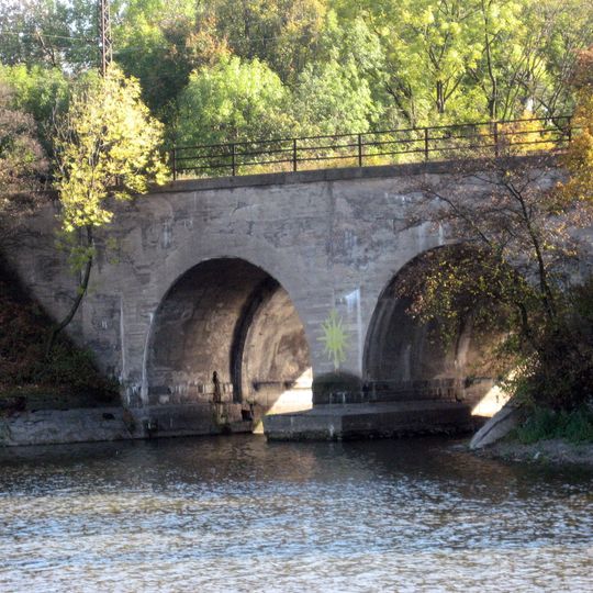 Railway viaduct over Kyjský rybník