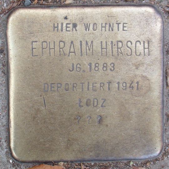 Stolperstein dedicated to Ephraim Hirsch