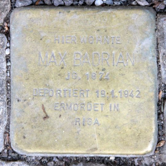 Stolperstein dedicated to Max Badrian