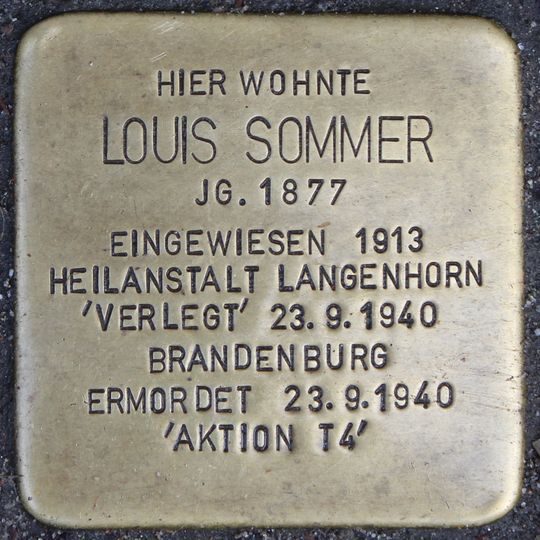 Stolperstein dedicated to Louis Sommer