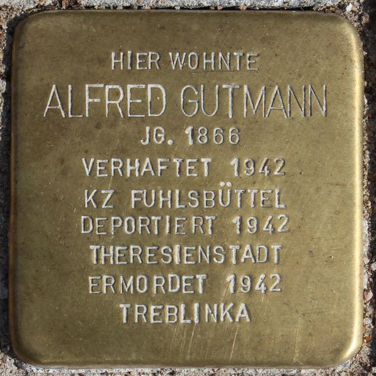 Stolperstein dedicated to Alfred Gutmann